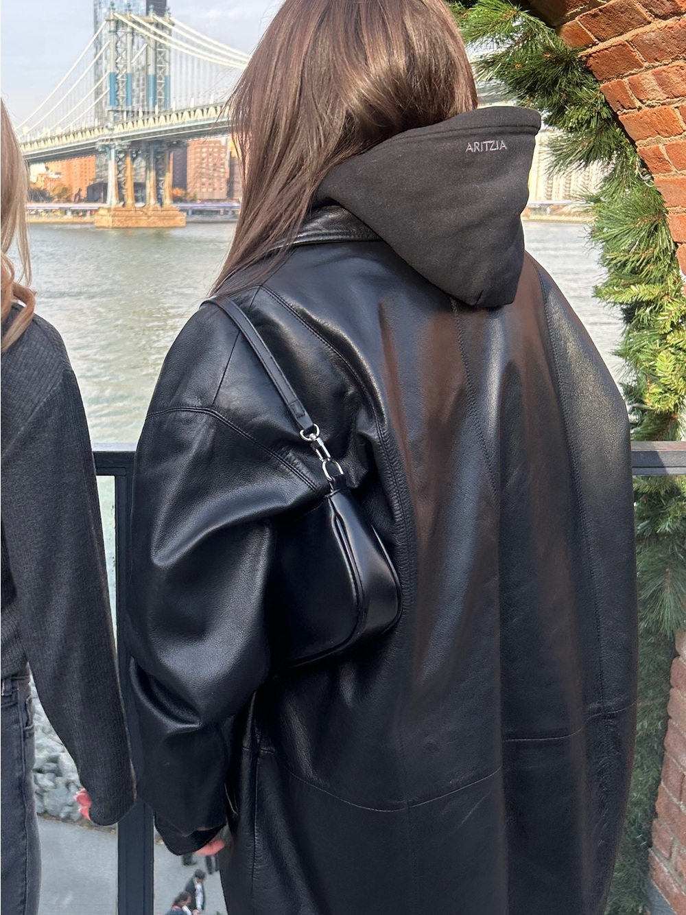 Danier Black Leather Oversized Coat